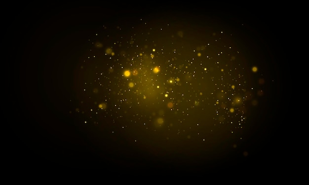 sparkling magical dust particles defocused yellow lights glowing yellow bokeh circles vector