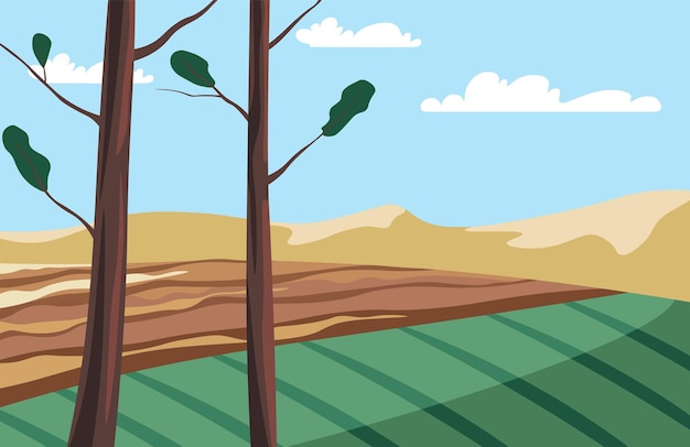 Sparse trees in desert landscape