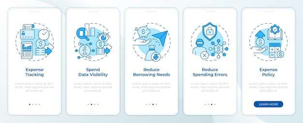 Spend organization benefits blue onboarding mobile app screen