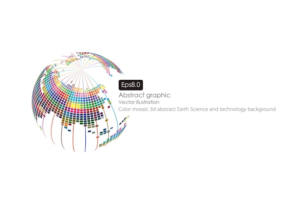 spherical world map composed of colored squares abstract vector background
