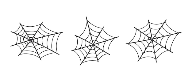 Spider web set Vector illustration in doodle style Halloween web collection