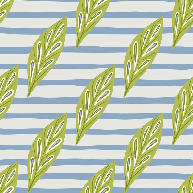 Spring botany seamless pattern with abstract geometric leaf shapes
