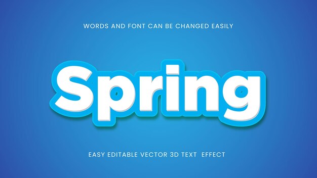 Spring vector 3d editable text effect design
