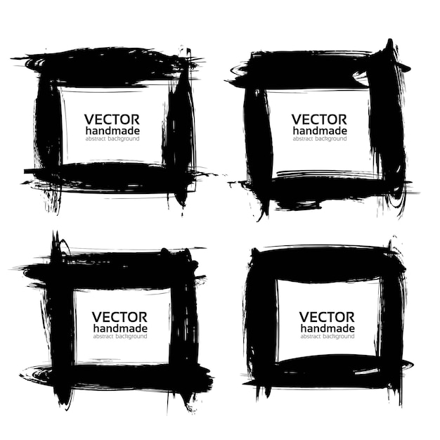 square frames of thick smears with black paint vector objects isolated on a white background