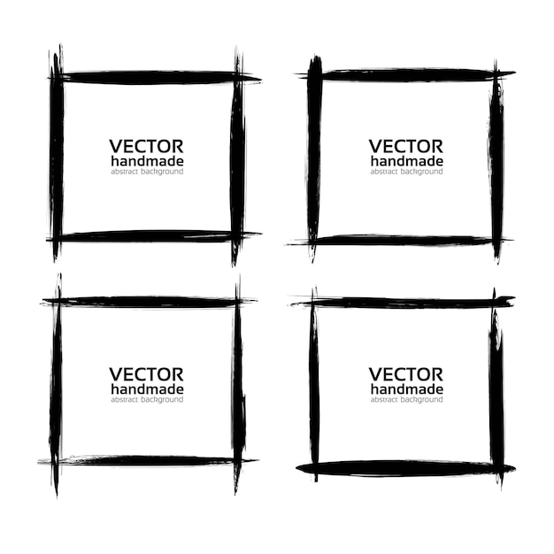 square frames of thin smears of black paint vector isolated on a white background