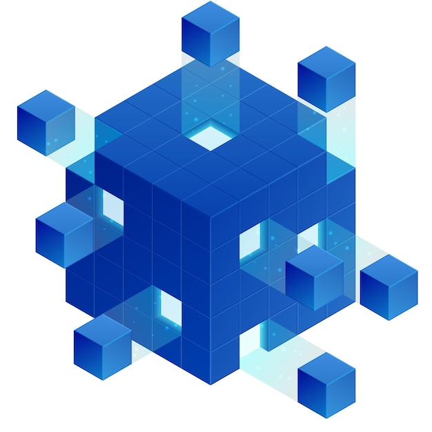 square geometric figures form a cube vector illustration sketch for creativity