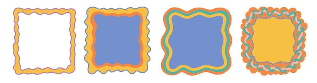 Square Groovy frame jagged scallop edge frame text box or border Rainbow spreading multicolored