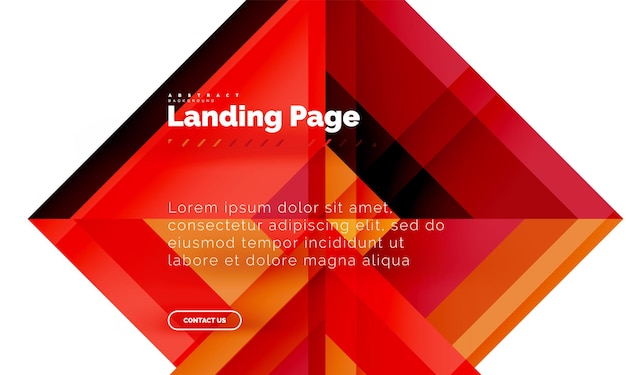 Square shape geometric abstract background landing page web design template