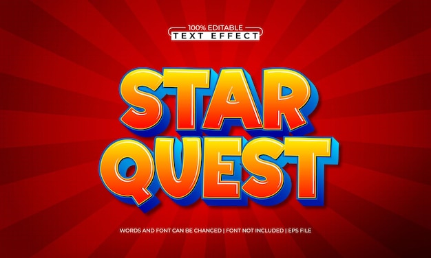 star quest editable text effect with a star and game text style