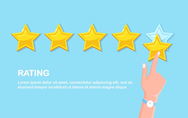 star rating. client feedback, customer review. survey for marketing service. fkat design
