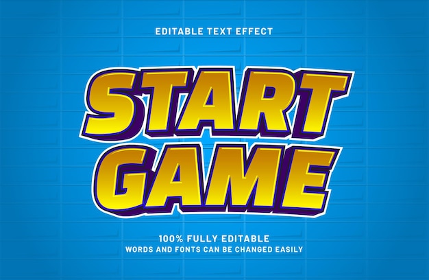 start game 3d editable text effect