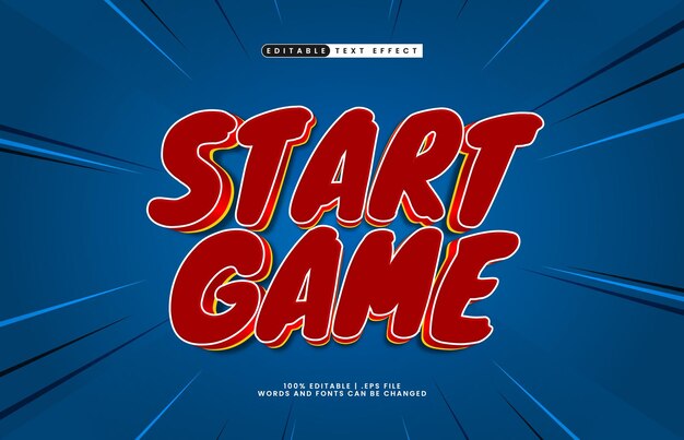 start game editable text effect with a game and kids text style