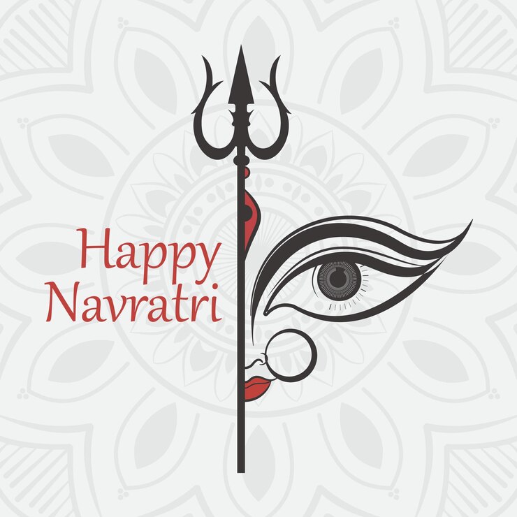 Vektor šťastný festival navratri, oslava, banner nebo návrh plakátu, ilustrace nebo vektor bohyně dur