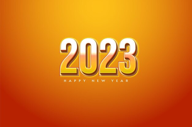 Šťastný nový rok 2023 s lesklými oranžovými čísly