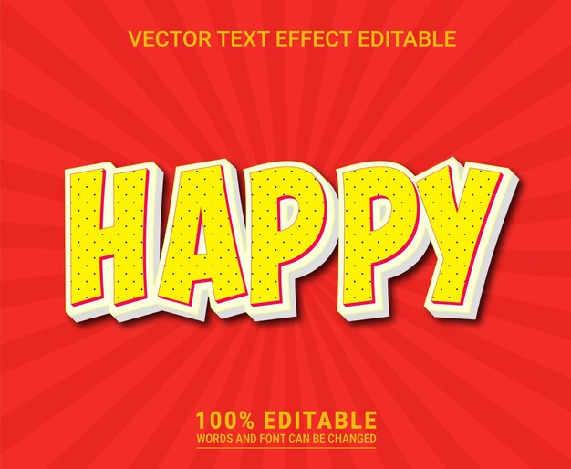 Šťastný upravitelný textový efekt eps vektor