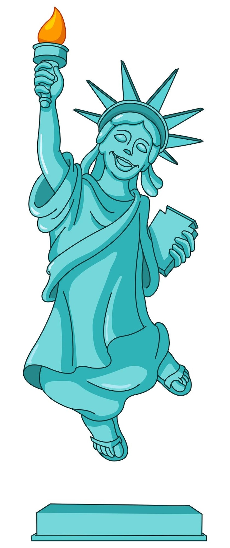 Vektor statue of liberty jumping in the air