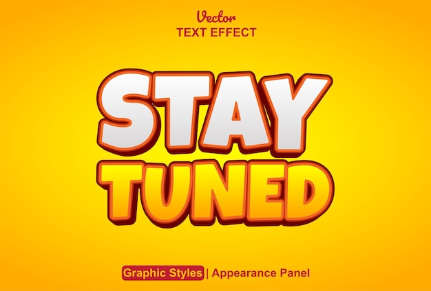 stay tuned text effect with editable red graphic style