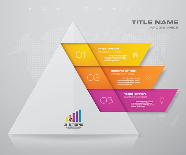 steps pyramid with free space for text on each level.