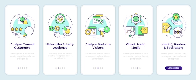 Steps to perform audience analysis onboarding mobile app screen