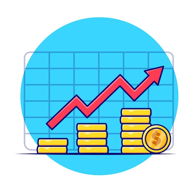 Stock Market Report and coin Finance Set Vector Icon Illustration