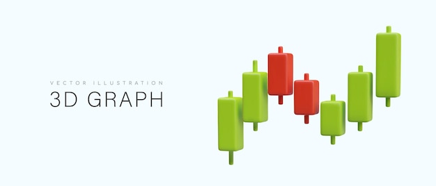 Stock trading Financial market Japanese candlestick chart Stock 3D chart in green and red color