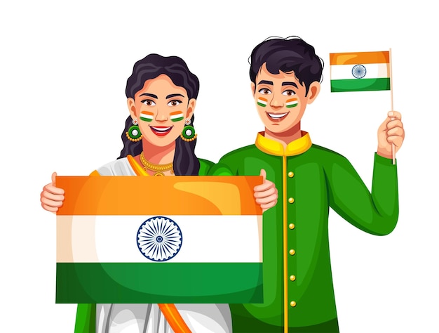 stock vector independence day of india hand drawn people celebrating patriot day