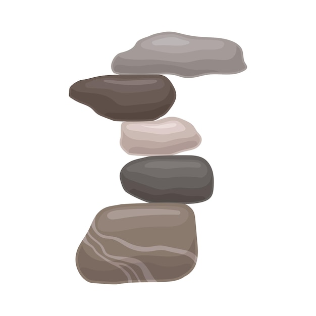 Stones of different sizes are folded into the tower vector illustration on white background