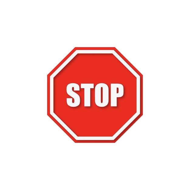Stop sign with shadow in flat style