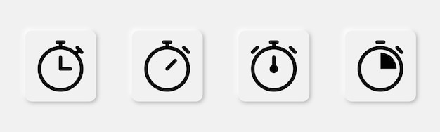 Stopwatch icons set Timer symbol in flat Outline stopwatch icon Alarm pictogram Transparent stopwatch