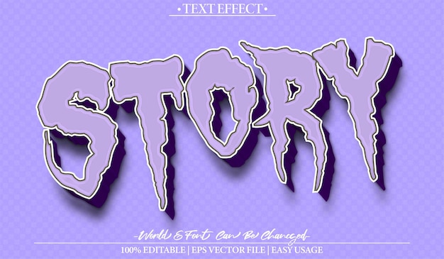 Story Vector Text Effect Editable Alphabet Purple Cartoon Comic Fun Kids