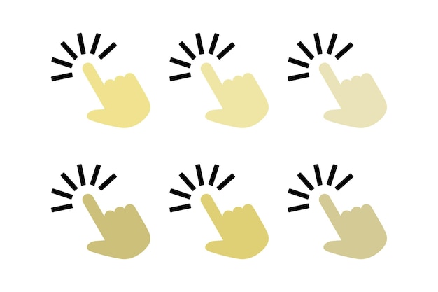striking hand pointing finger icons for instructional materials stylish hand pointing finger icons