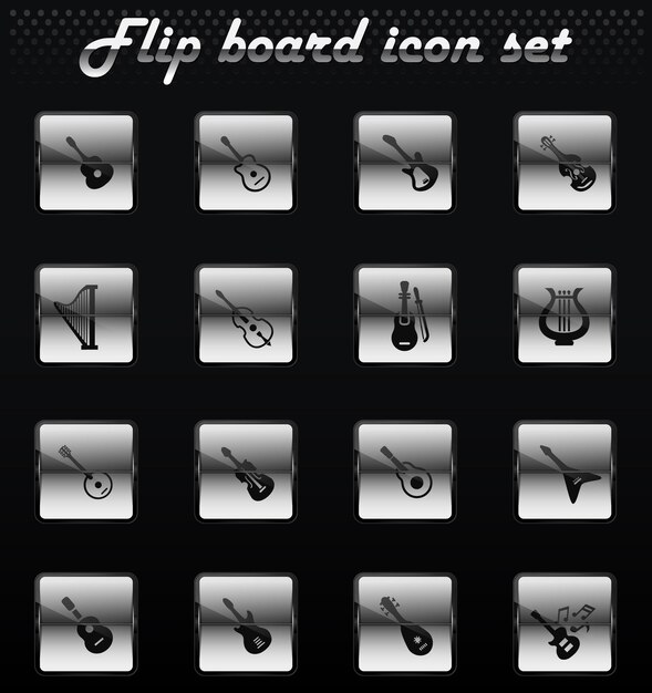 String instruments vector flip mechanical icons for user interface design