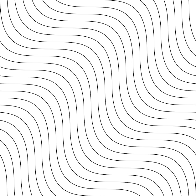 striped wave seamless pattern - endless texture white minimalistic background with black wavy lines