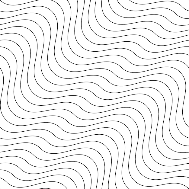 striped wave seamless pattern - endless texture white minimalistic background with black wavy lines