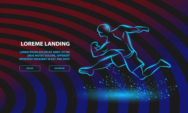 Strong runner Linear silhouette of a running athlete Vector Sport Background for Landing Page Template