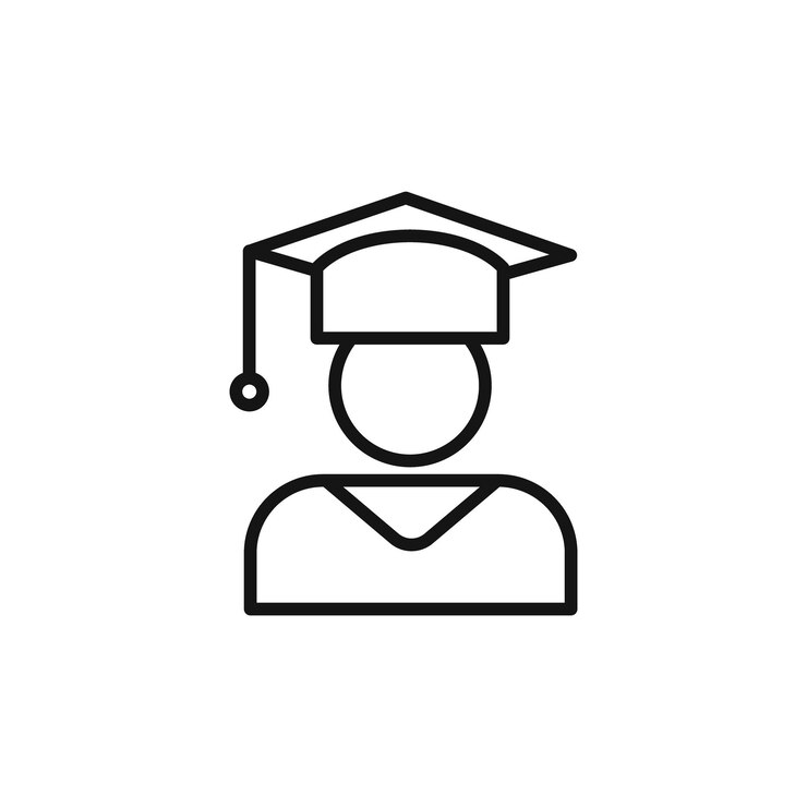 Student icon outline collection in black