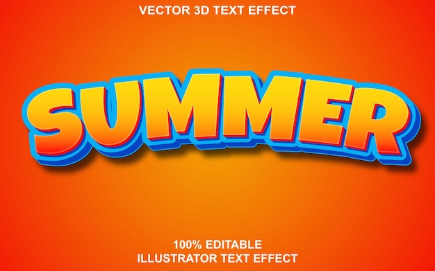 summer 3d editable vector text effect design template