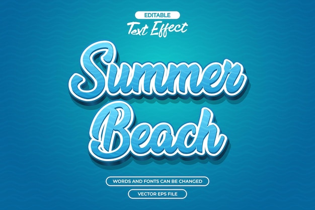 summer beach editable text effect with blue background