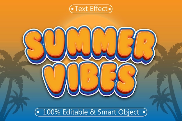 summer vibes editable text effect 3 dimension emboss modern style