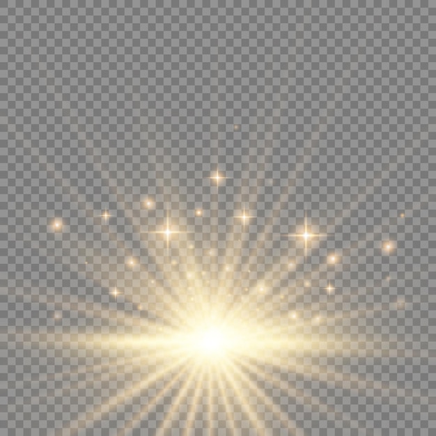 sun explosion yellow glow lights sun rays flare special effect magic sparkles golden star
