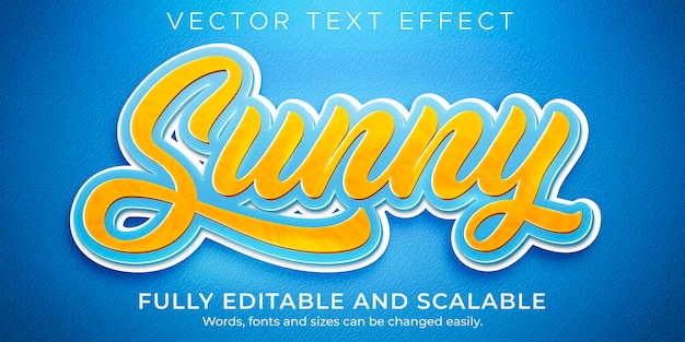 Sunny cartoon text effect, editable summer and beach text style