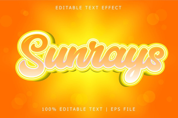 Sunrays Editable Text Effect 3 Dimension Emboss Modern Style