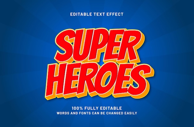 super heroes editable text effect in kids and colorful text style