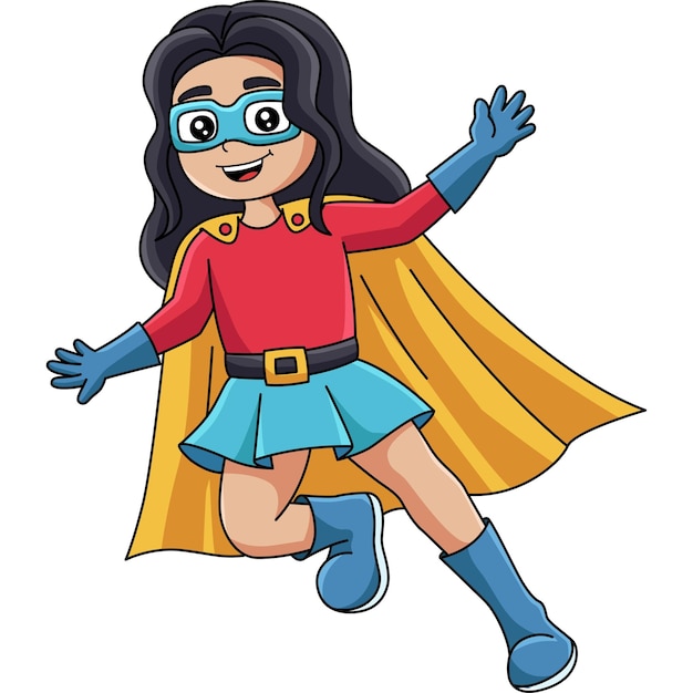 Superhero Girl Cartoon Colored Clipart