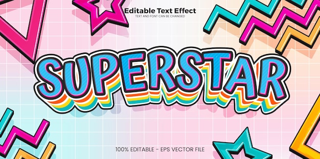 Superstar editable text effect in modern trend style