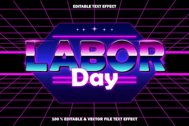 Svátek práce upravitelný textový efekt retro styl