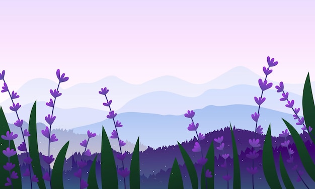 Sweet beautiful mountain landscape with flowers