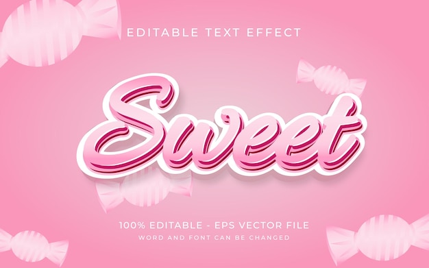 Sweet pink candy text effect style editable font text effect