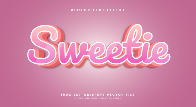 Sweetie cute pink editable text effect vector design