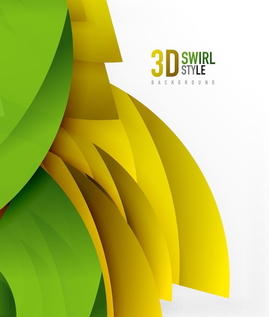 Swirl and wave 3d effect objects abstract template vector design Overlapping waves on white background